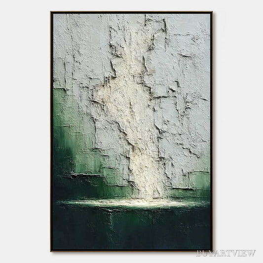 BUYARTVIEW Verdant Chasm – Textured Wabi Sabi Abstract Landscape Painting - image 1