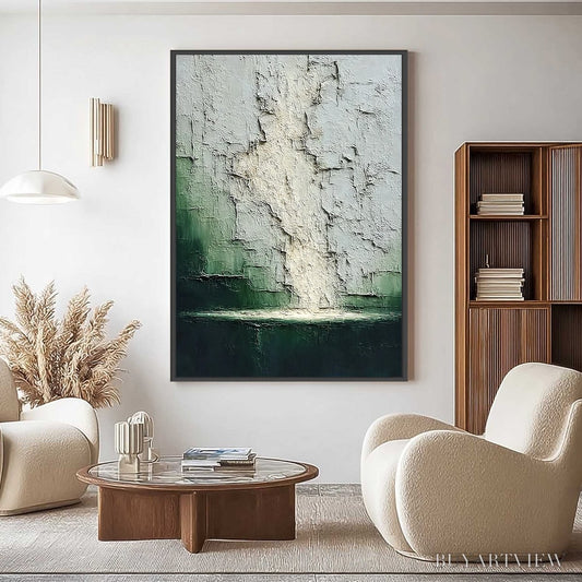 BUYARTVIEW Verdant Chasm – Textured Wabi Sabi Abstract Landscape Painting - image 2
