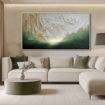 BUYARTVIEW Emerald Horizon – Textured Wabi Sabi Abstract Landscape Painting - image 4