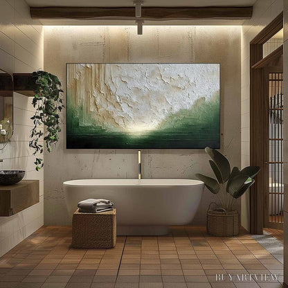 BUYARTVIEW Emerald Horizon – Textured Wabi Sabi Abstract Landscape Painting - image 6