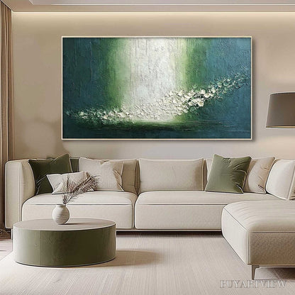BUYARTVIEW Emerald Cascade – Large Textured Wabi Sabi Abstract Painting - image 4