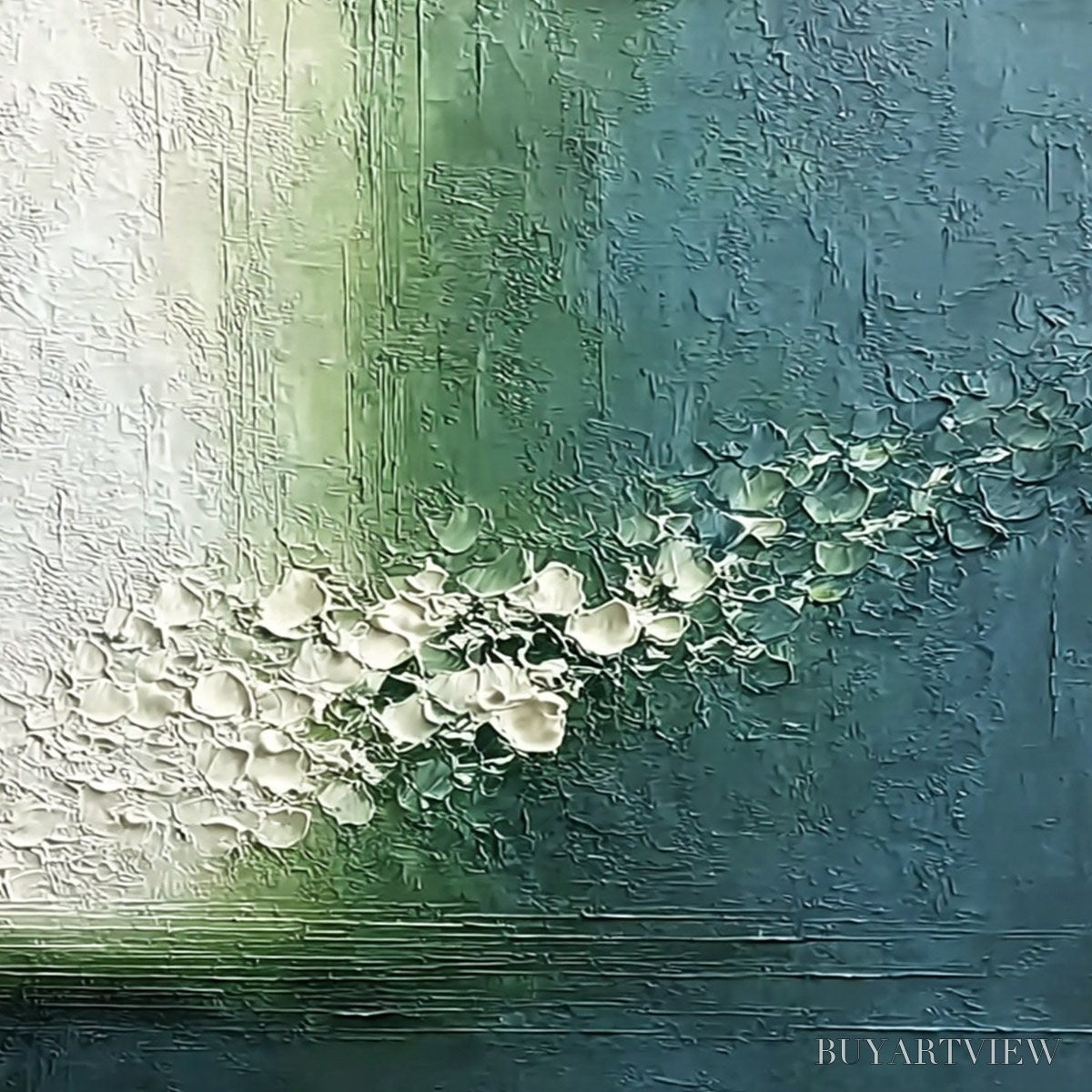 BUYARTVIEW Emerald Cascade – Large Textured Wabi Sabi Abstract Painting - image 5