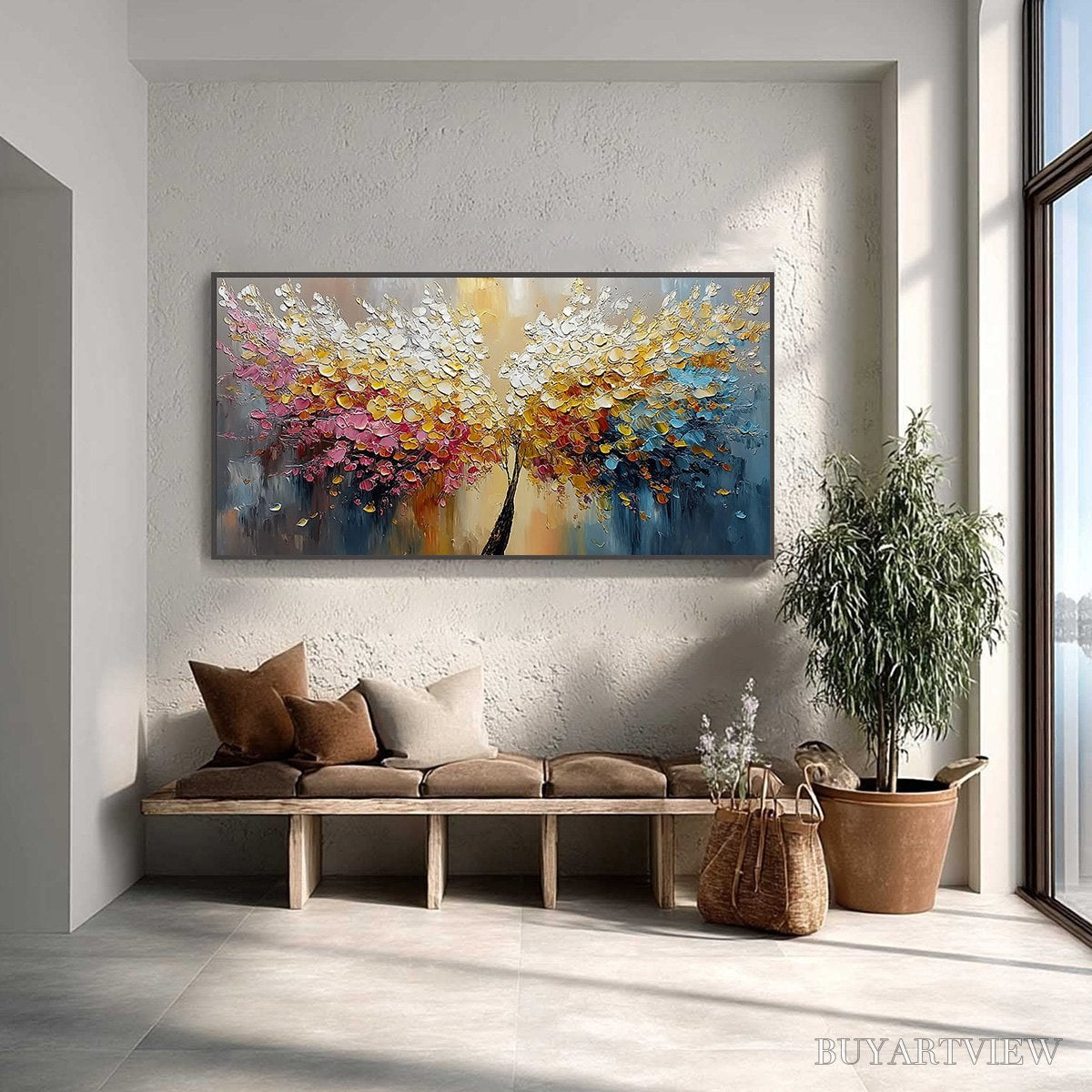 BUYARTVIEW Aura Bloom – Textured Palette Knife Tree of Life Painting - image 2
