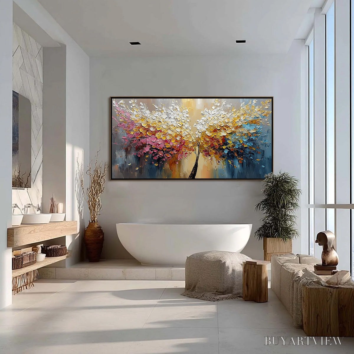 BUYARTVIEW Aura Bloom – Textured Palette Knife Tree of Life Painting - image 4