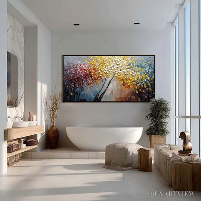 BUYARTVIEW Chromatic Embrace – Textured Palette Knife Tree Painting, Colorful Impasto - image 4
