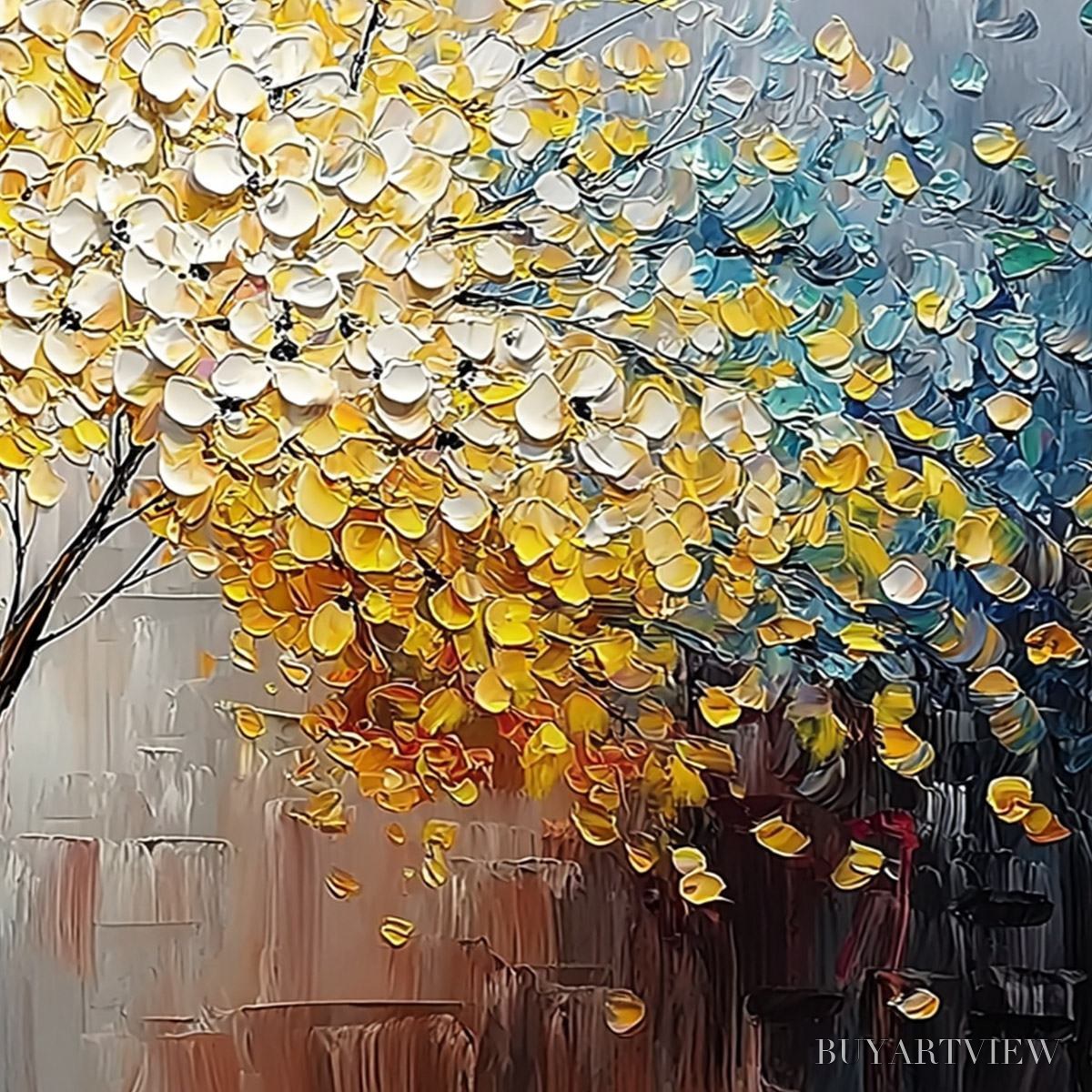 BUYARTVIEW Chromatic Embrace – Textured Palette Knife Tree Painting, Colorful Impasto - image 5