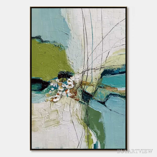 BUYARTVIEW First Bloom – Textured Vertical Abstract Landscape Painting - image 1