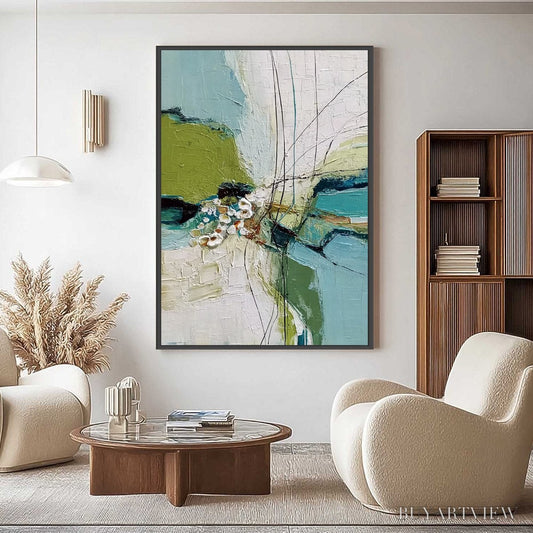 BUYARTVIEW First Bloom – Textured Vertical Abstract Landscape Painting - image 2