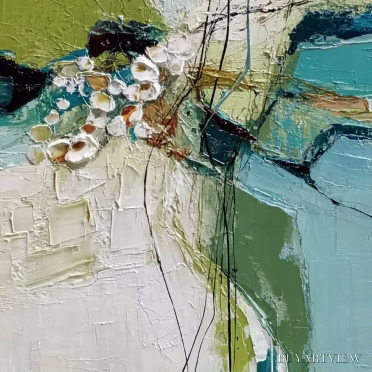 BUYARTVIEW First Bloom – Textured Vertical Abstract Landscape Painting - image 3