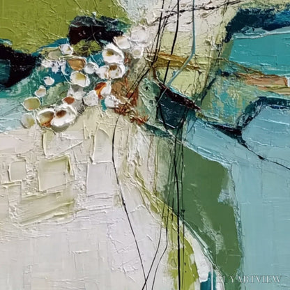 BUYARTVIEW First Bloom – Textured Vertical Abstract Landscape Painting - image 3