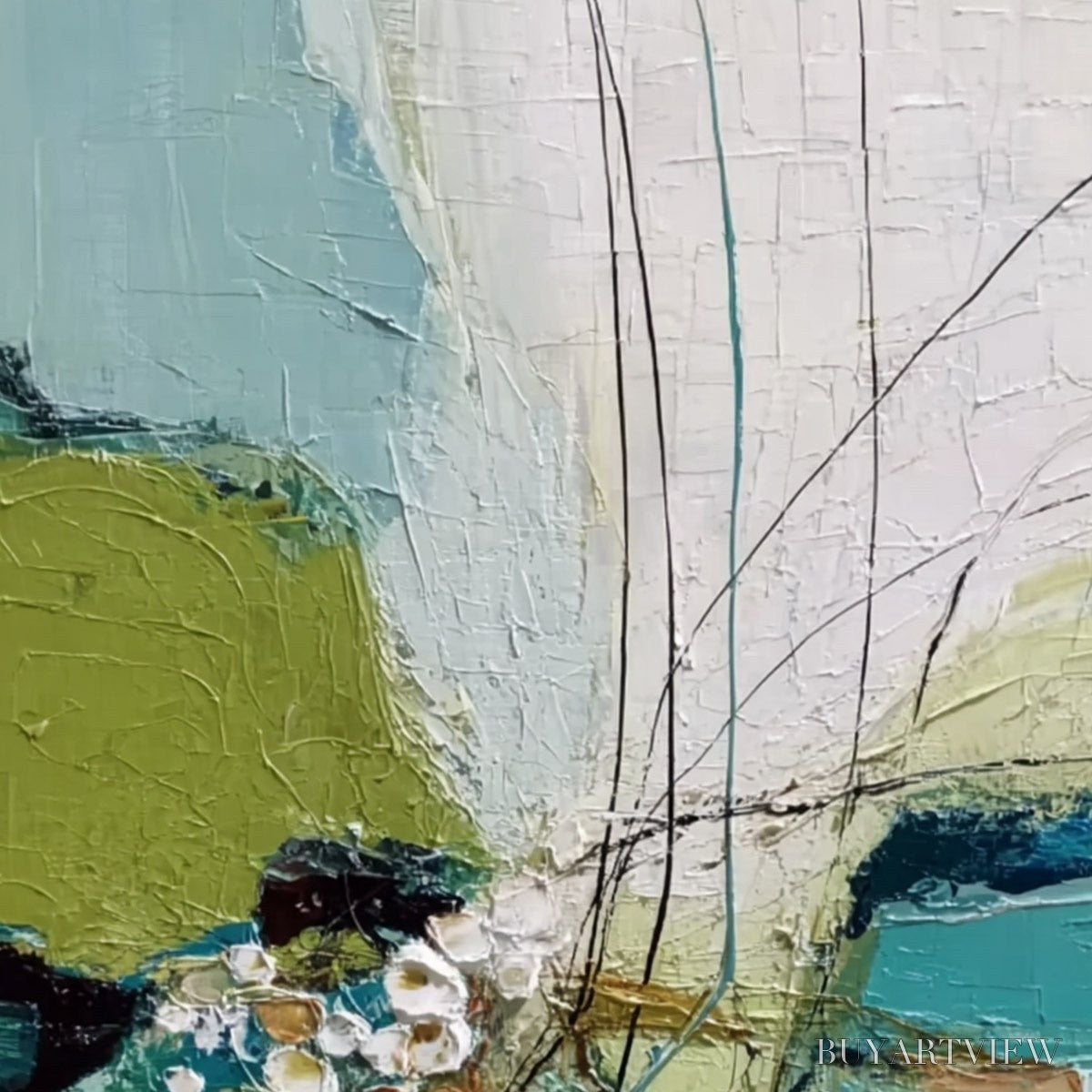 BUYARTVIEW First Bloom – Textured Vertical Abstract Landscape Painting - image 5
