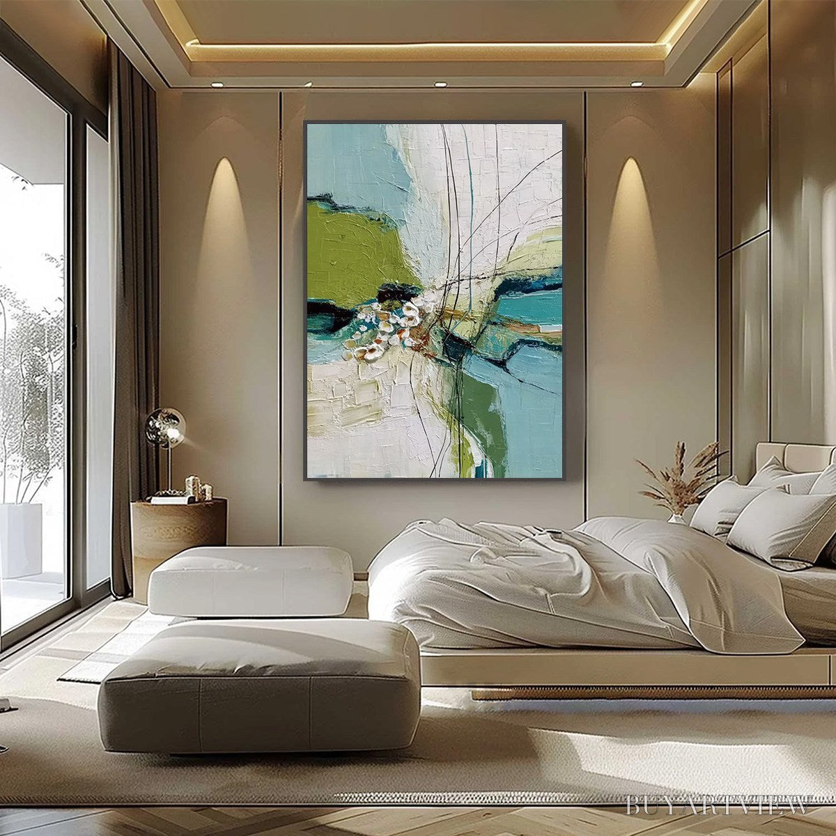BUYARTVIEW First Bloom – Textured Vertical Abstract Landscape Painting - image 6