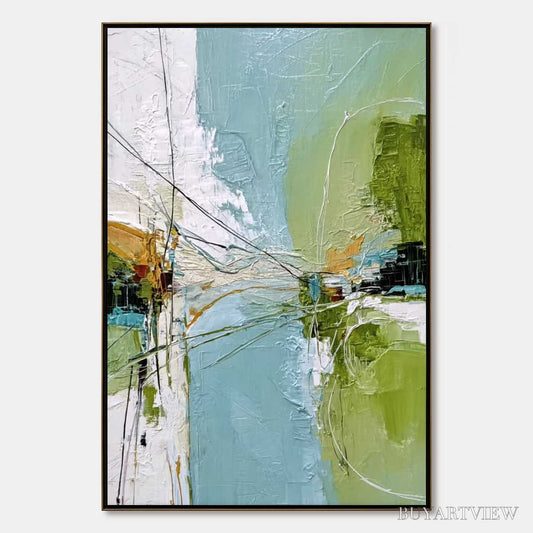 BUYARTVIEW Crossing Paths – Large Textured Vertical Abstract - image 1