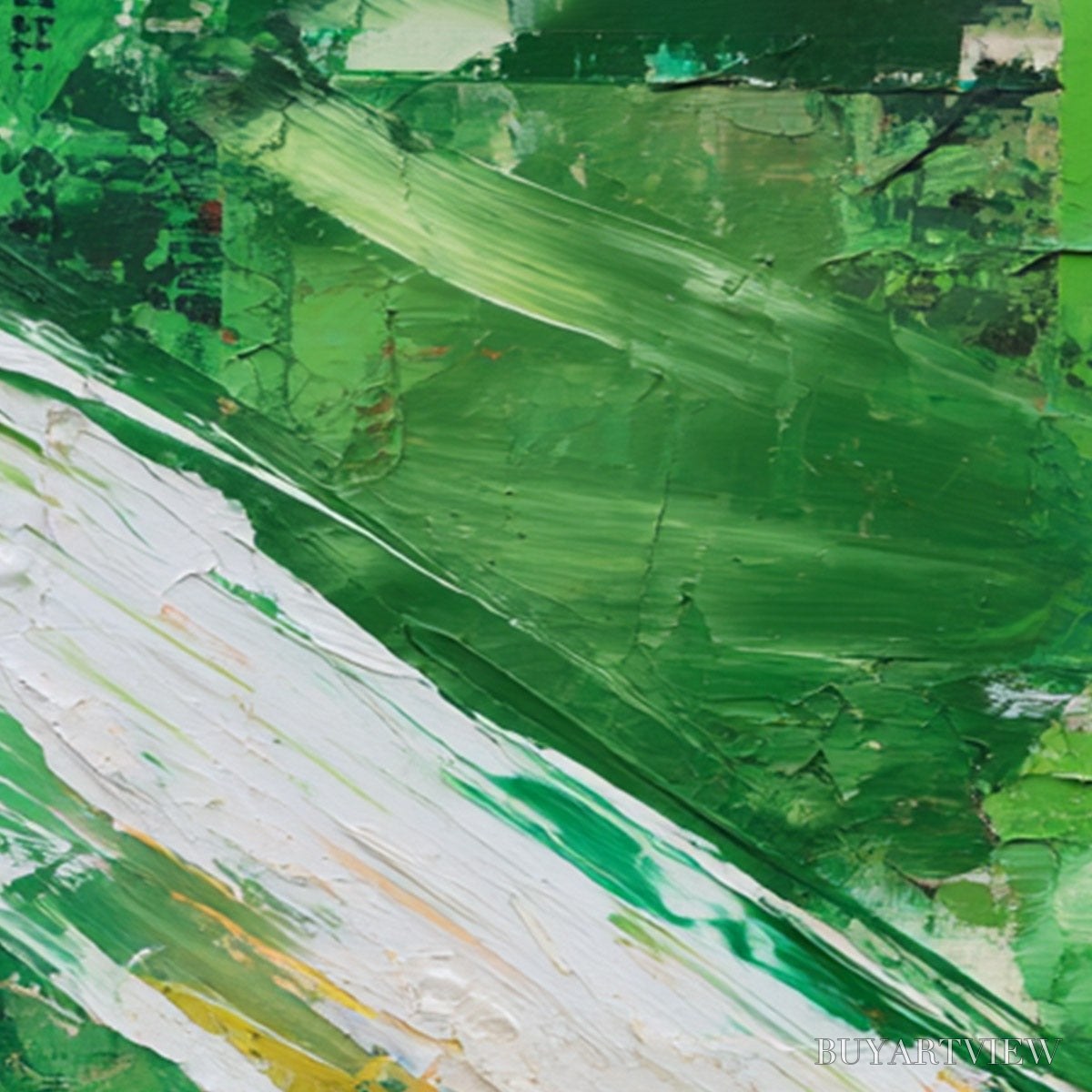 BUYARTVIEW Emerald Rush – Textured Sports Car Racing Impasto Oil Painting - image 5