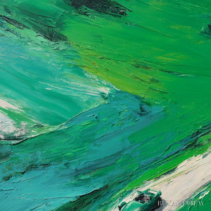 BUYARTVIEW Emerald Escape – Textured Aerial View Painting of a Vintage Sports Car - image 3