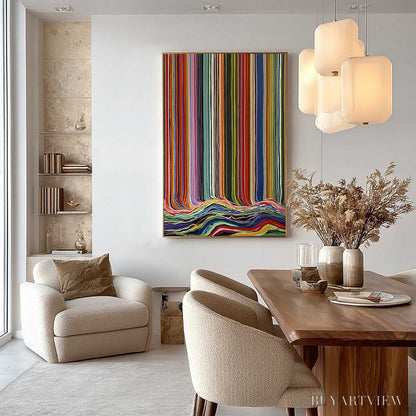 BUYARTVIEW Chromatic Cascade – Colorful Vertical Abstract Painting with Flowing Lines - image 4