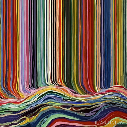 BUYARTVIEW Chromatic Cascade – Colorful Vertical Abstract Painting with Flowing Lines - image 5