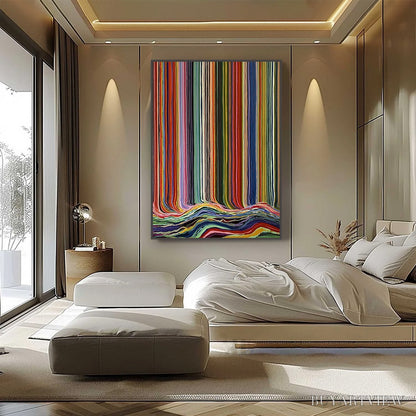 BUYARTVIEW Chromatic Cascade – Colorful Vertical Abstract Painting with Flowing Lines - image 6