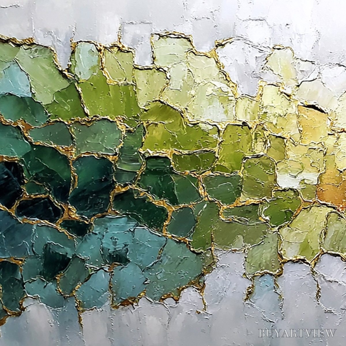 BUYARTVIEW Emerald Horizon – Large Textured Abstract Landscape Painting with Gold Accents - image 3