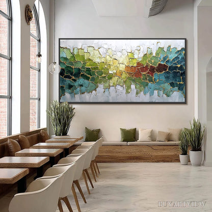 BUYARTVIEW Emerald Horizon – Large Textured Abstract Landscape Painting with Gold Accents - image 6