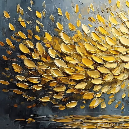 BUYARTVIEW Golden Cascade – Textured Palette Knife Impasto Tree Painting - image 3