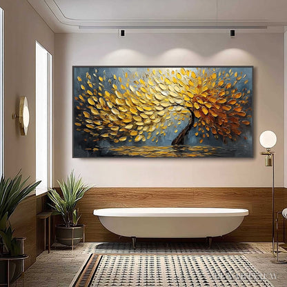 BUYARTVIEW Golden Cascade – Textured Palette Knife Impasto Tree Painting - image 6