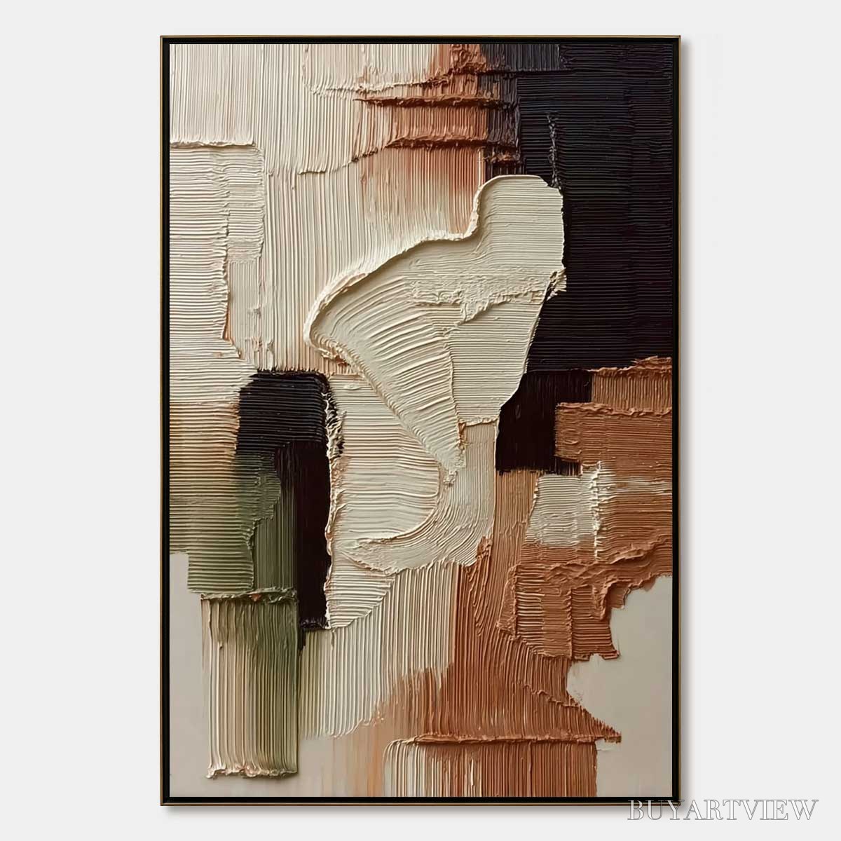 BUYARTVIEW Terra Firma – Vertical Wabi Sabi Textured Abstract - image 1