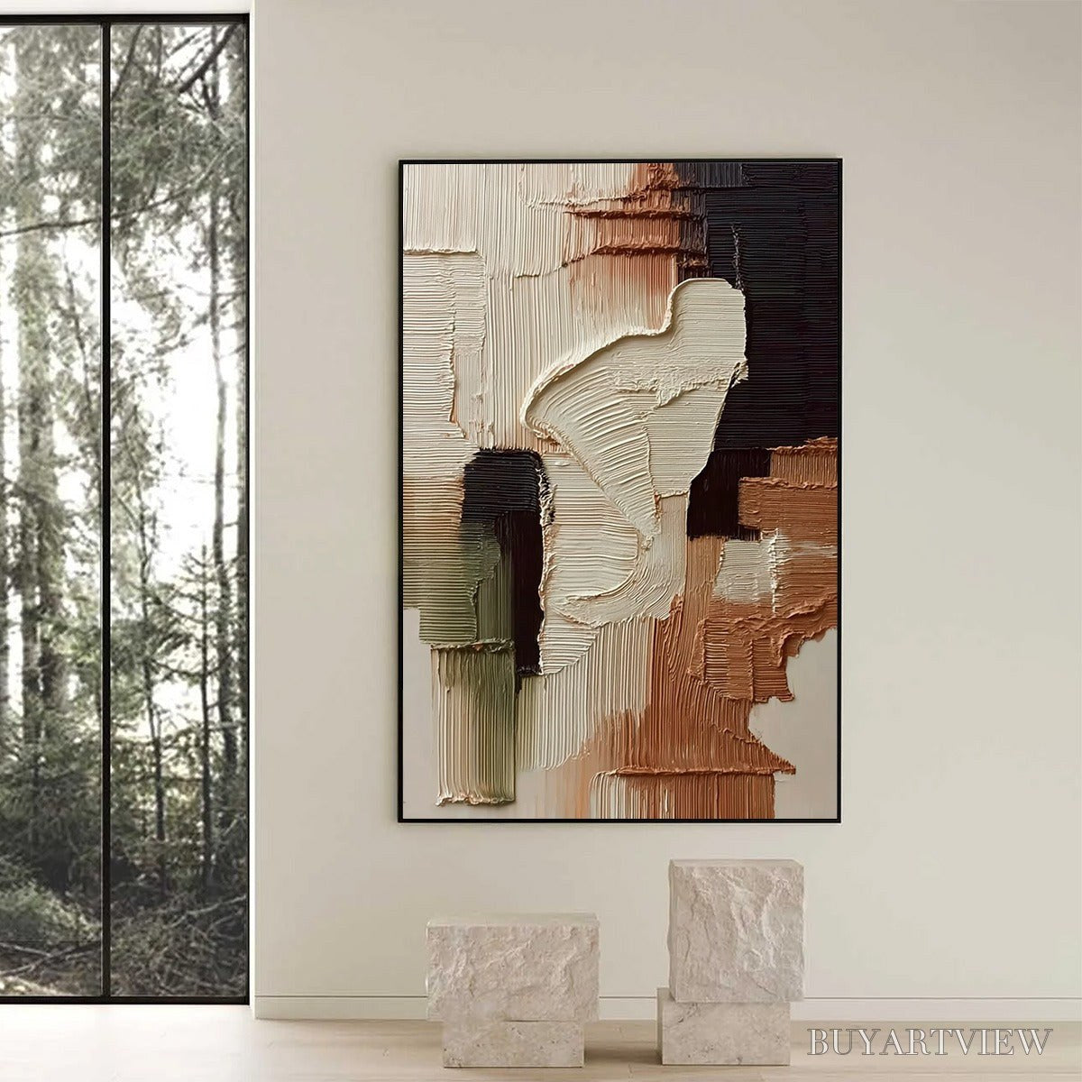 BUYARTVIEW Terra Firma – Vertical Wabi Sabi Textured Abstract - image 6