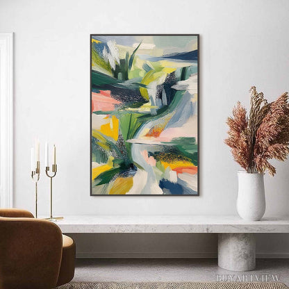 BUYARTVIEW Verdant Rush – Vibrant Textured Abstract Landscape Painting - image 2
