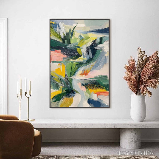 BUYARTVIEW Verdant Rush – Vibrant Textured Abstract Landscape Painting - image 2