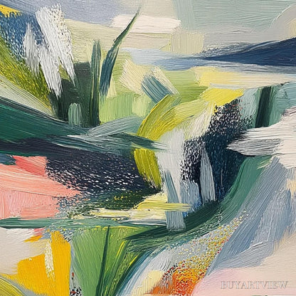 BUYARTVIEW Verdant Rush – Vibrant Textured Abstract Landscape Painting - image 3