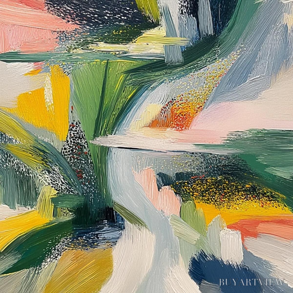 BUYARTVIEW Verdant Rush – Vibrant Textured Abstract Landscape Painting - image 5