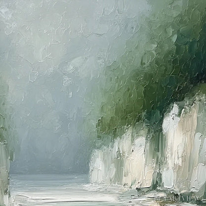 BUYARTVIEW Emerald Passage – Textured Wabi Sabi Coastal Landscape Painting - image 3
