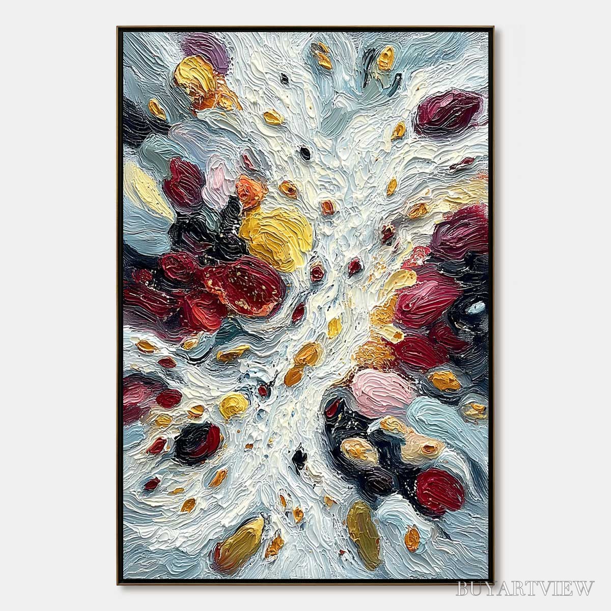 BUYARTVIEW Festa Dei Colori – Vertical Colorful Impasto Abstract Textured Oil Painting - image 1