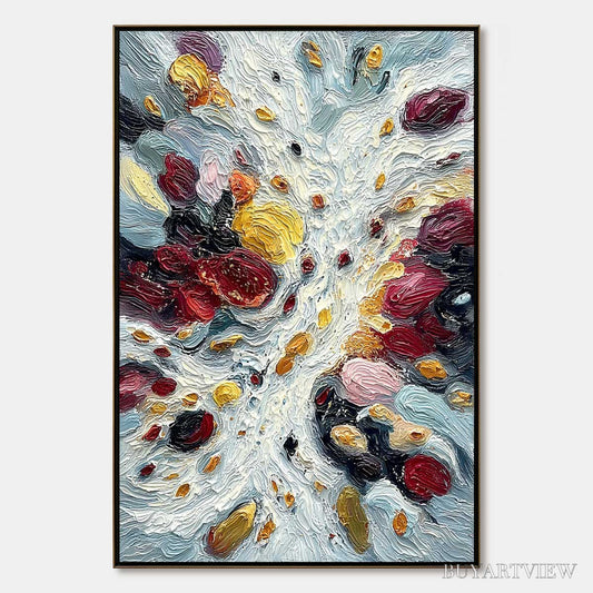 BUYARTVIEW Festa Dei Colori – Vertical Colorful Impasto Abstract Textured Oil Painting - image 1