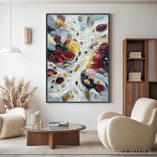 BUYARTVIEW Festa Dei Colori – Vertical Colorful Impasto Abstract Textured Oil Painting - image 2