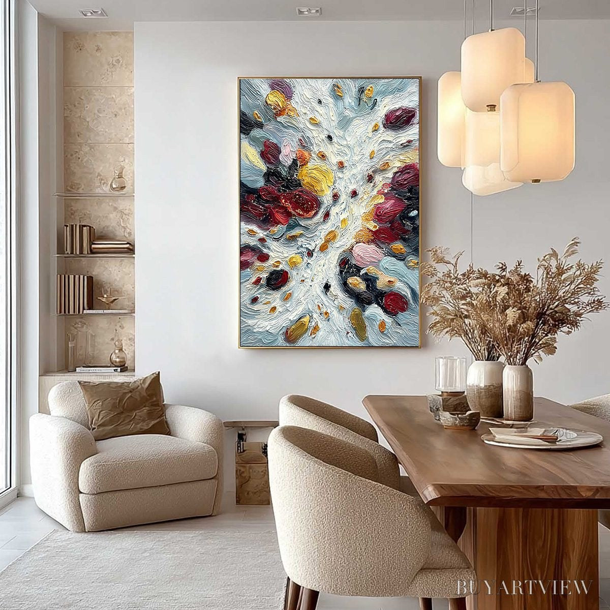 BUYARTVIEW Festa Dei Colori – Vertical Colorful Impasto Abstract Textured Oil Painting - image 4