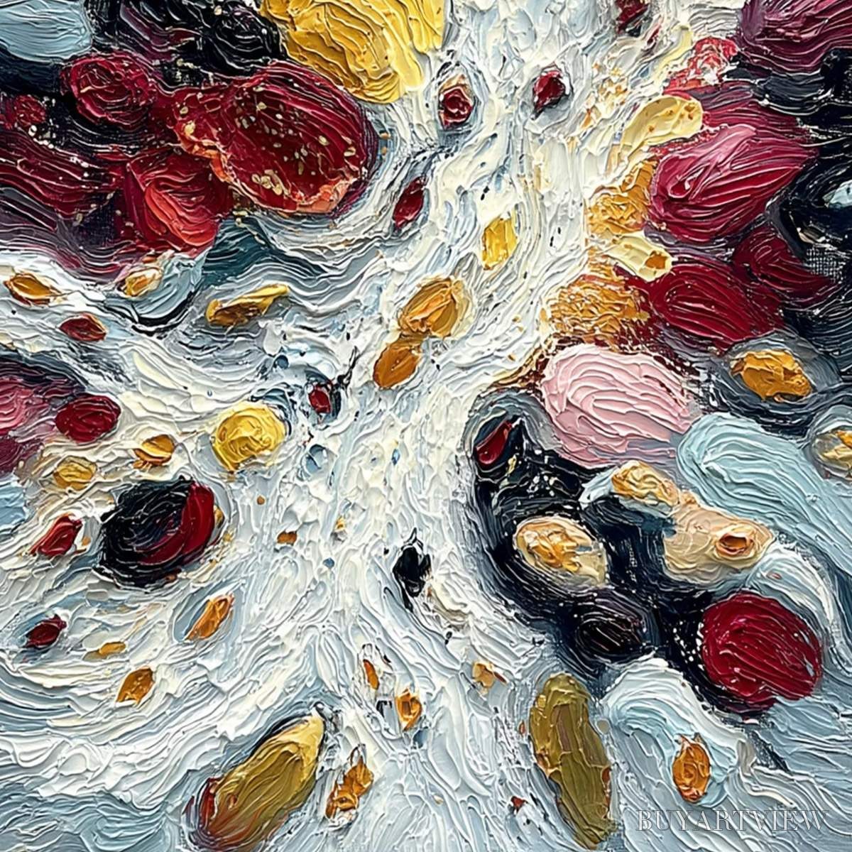 BUYARTVIEW Festa Dei Colori – Vertical Colorful Impasto Abstract Textured Oil Painting - image 5
