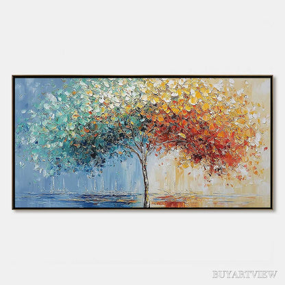 BUYARTVIEW Chromatic Embrace – Heavily Textured Palette Knife Tree Landscape Painting - image 1