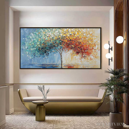 BUYARTVIEW Chromatic Embrace – Heavily Textured Palette Knife Tree Landscape Painting - image 2