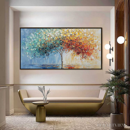 BUYARTVIEW Chromatic Embrace – Heavily Textured Palette Knife Tree Landscape Painting - image 2