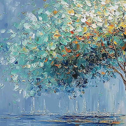 BUYARTVIEW Chromatic Embrace – Heavily Textured Palette Knife Tree Landscape Painting - image 3