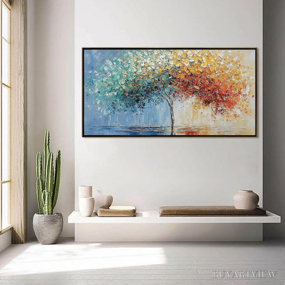 BUYARTVIEW Chromatic Embrace – Heavily Textured Palette Knife Tree Landscape Painting - image 4