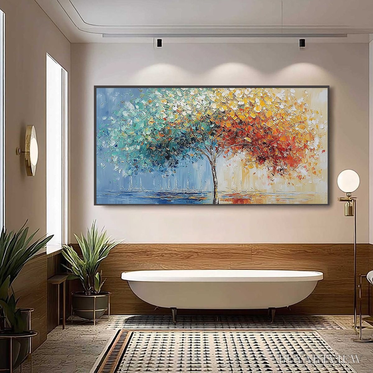 BUYARTVIEW Chromatic Embrace – Heavily Textured Palette Knife Tree Landscape Painting - image 6