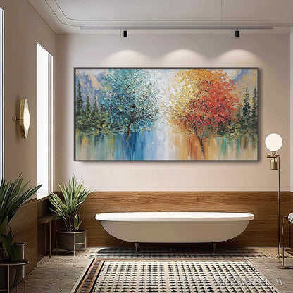 BUYARTVIEW Equinox Textured Tree Landscape Oil Painting | Colorful - image 6