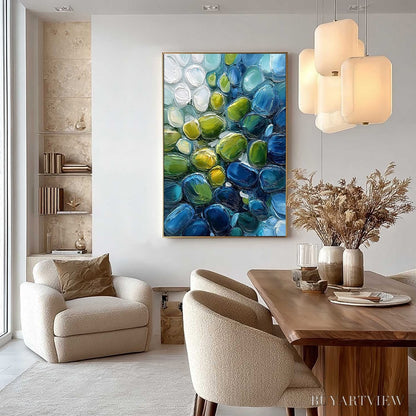 BUYARTVIEW River Gems – Abstract Impasto Textured Blue and Green Painting - image 4