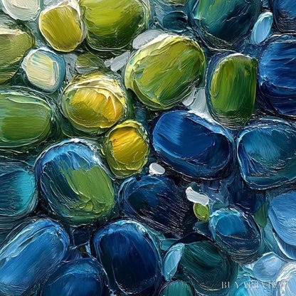BUYARTVIEW River Gems – Abstract Impasto Textured Blue and Green Painting - image 5