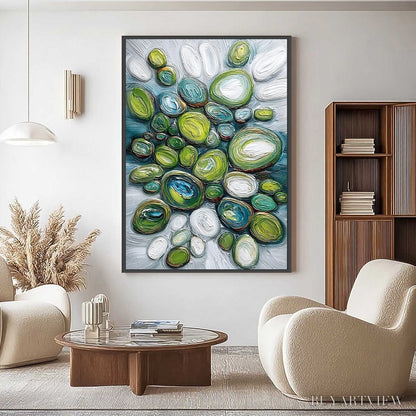 BUYARTVIEW River Gems – Textured Wabi Sabi Abstract Painting of River Stones - image 2