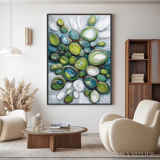 BUYARTVIEW River Gems – Textured Wabi Sabi Abstract Painting of River Stones - image 2