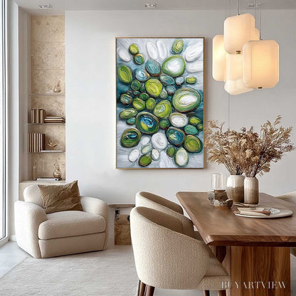 BUYARTVIEW River Gems – Textured Wabi Sabi Abstract Painting of River Stones - image 4